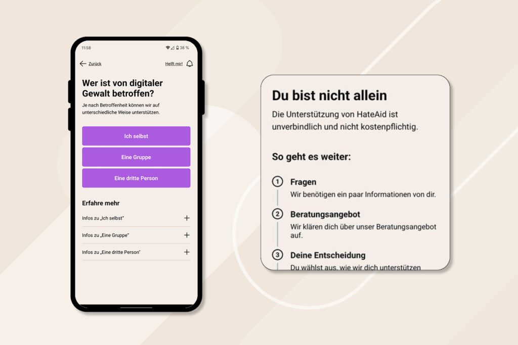 MeldeHelden-App: Zu sehen ist der "Meldeweg"-Screen.