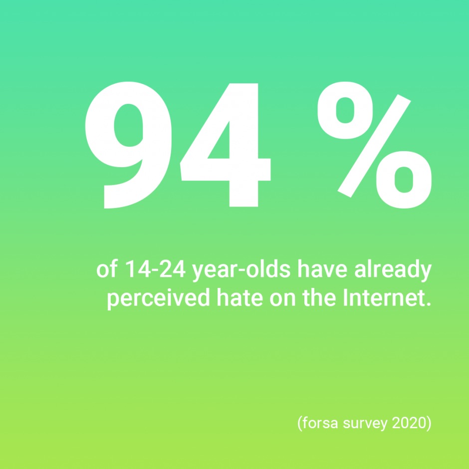 94% of 14-24 year-olds have already perceived hate on the internet.