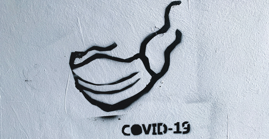 Bild von Mundnasenschutz mit Covid-19 Graffity