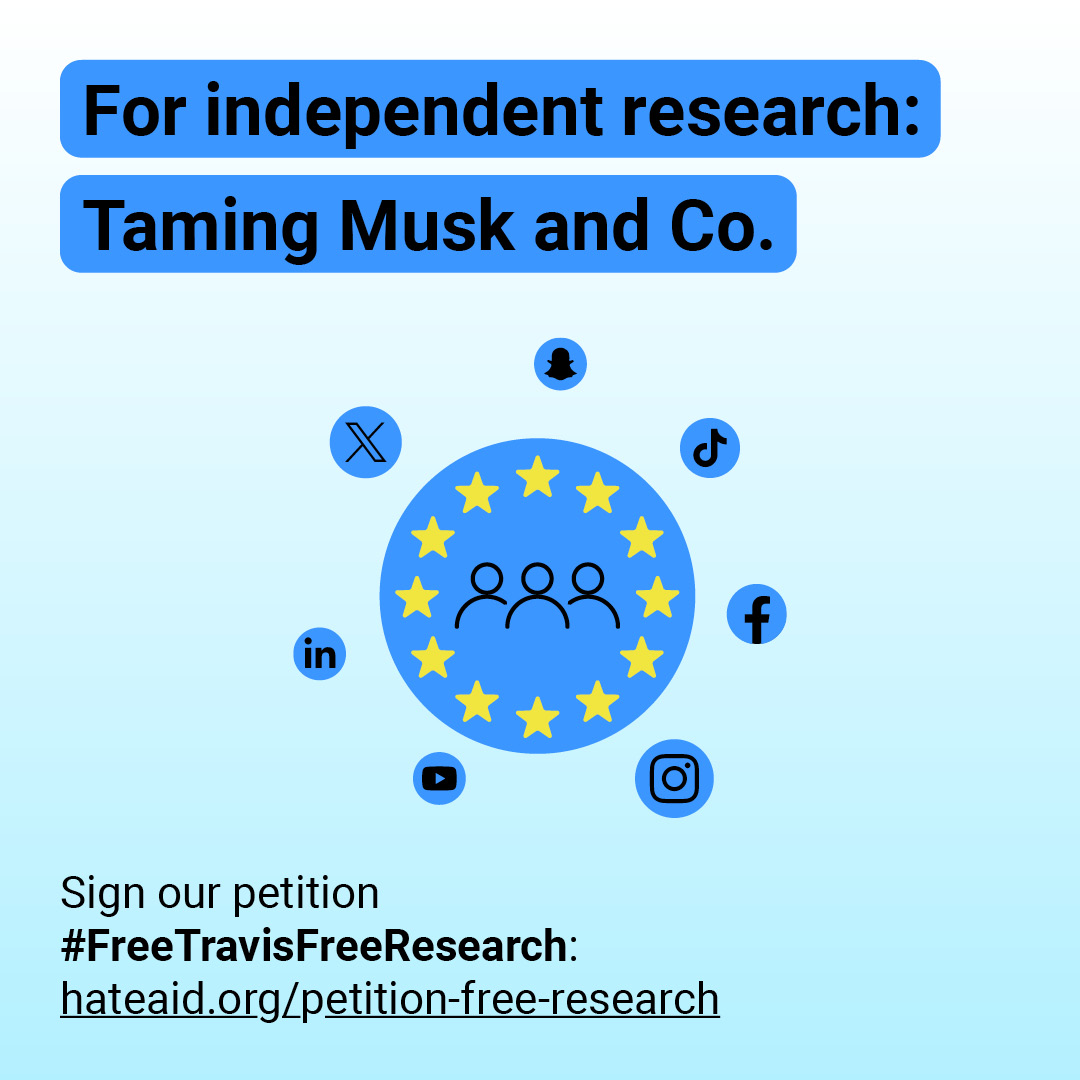 HateAid Travis Brown petition: for independent research - taming musk and co - post image. #FreeTravisFreeResearch