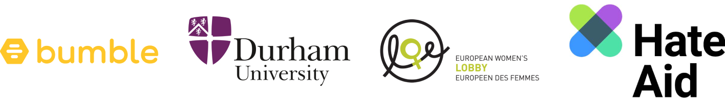 Logos von Bumble, Durham University, European Women's Lobby Europeen Des Femmes, HateAid