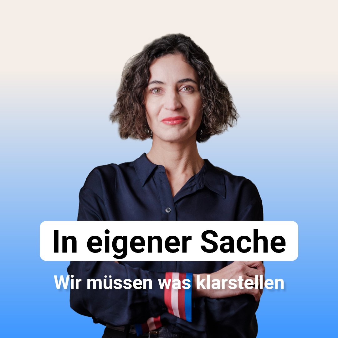 HateAid-CEO Anna-Lena von Hodenberg mit Text: "In eigener Sache - Wir müssen was klarstellen"