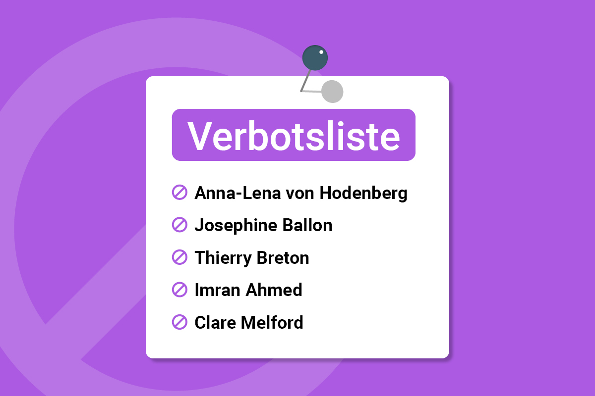 Das Bild zeigt eine Liste der Personen, gegen die ein Einreiseverbot verhängt wurde.