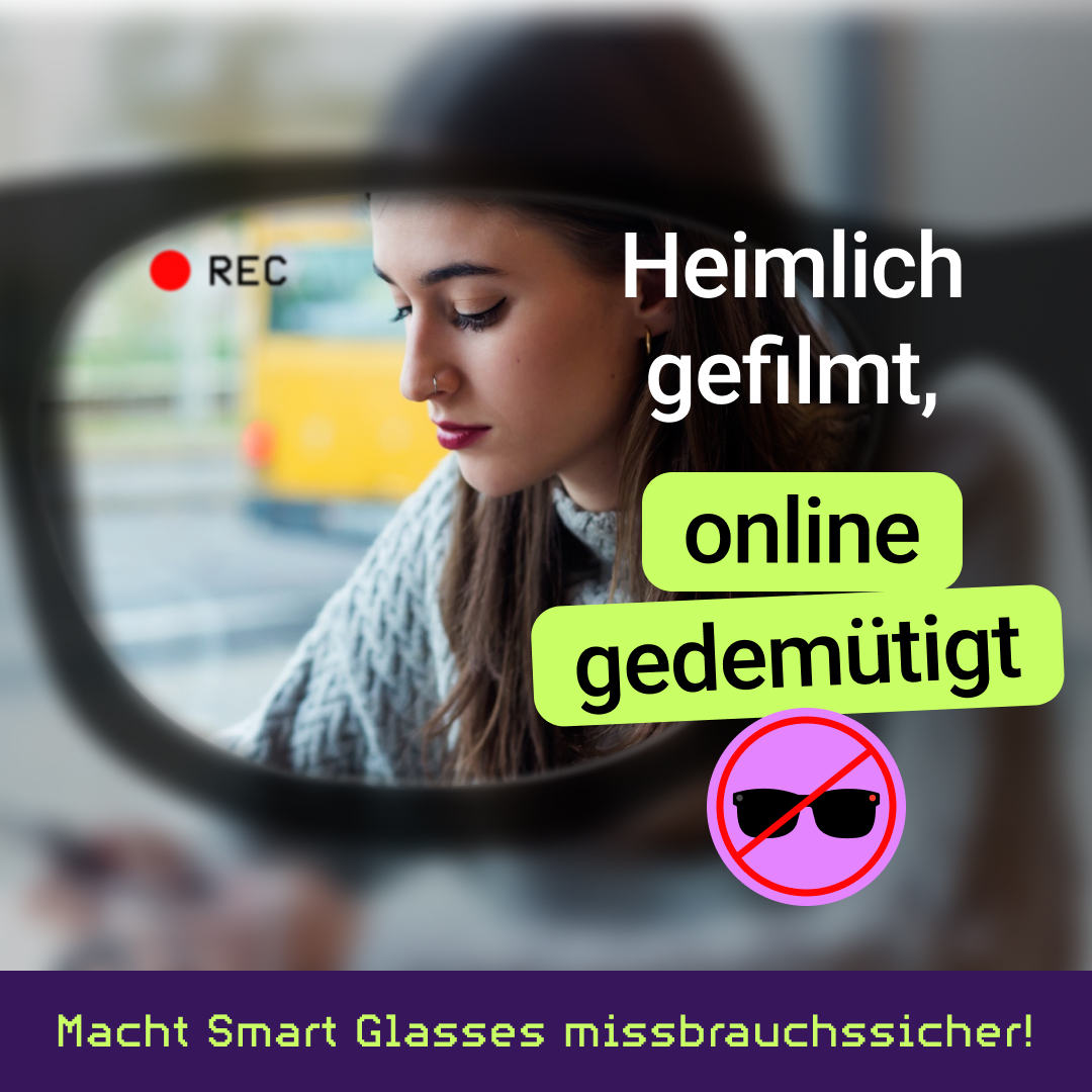 smartglasses-petition-beitrag-c-magnific Heimlich gefilmt, online gedemütigt. Macht Smart Glasses missbrauchssicher! Zu sehen: POV-Ansicht durch eine Brille, die eine Frau filmt